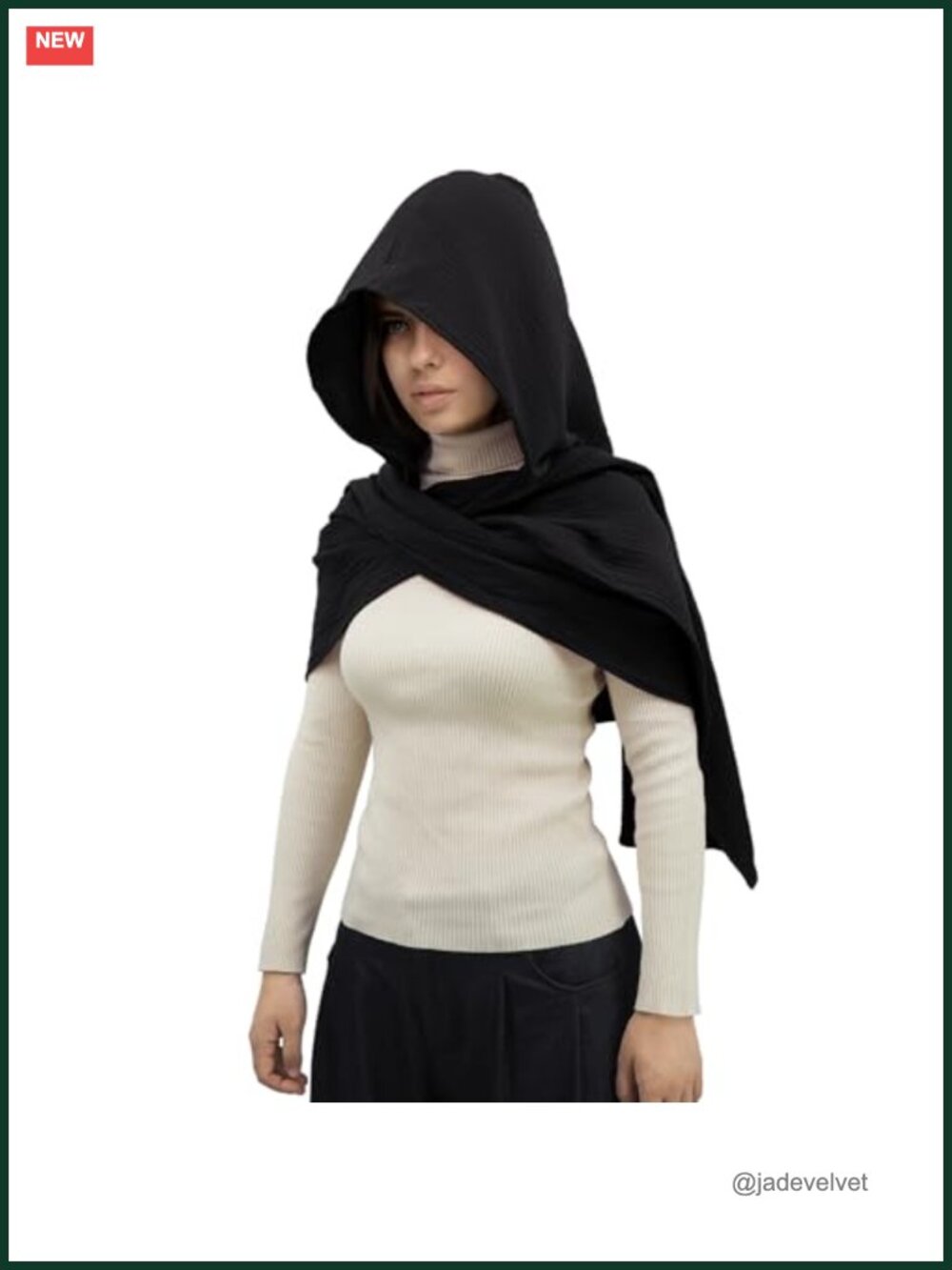 Medieval Hooded Cape Scarf Linen Cotton Shawl Wrap